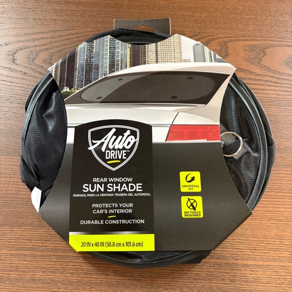 Auto Drive Rear Window Sun Shade Black Universal Fit 20x40 Inch NEW - Picture 8 of 8